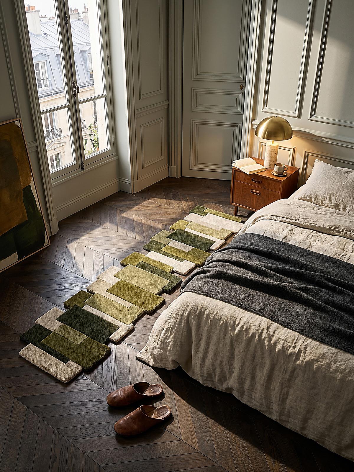 TEPPICHLÄUFER handgetuftet HALLEIN, Farbblöcke, Erdtöne-Grün, 66 x 300 cm - Grün, Textil (66/300cm) - KADIMA DESIGN