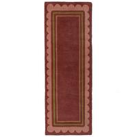LÄUFER handgetuftet WENSUM, in Beerenrot, Scallop-Bordüre, 80 x 230 cm - Rot, Textil (80/230cm) - KADIMA DESIGN