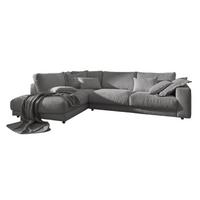 ECKSOFA MADELINE Grau Cord - Schwarz/Grau, Kunststoff/Textil (325/224cm) - KAWOLA