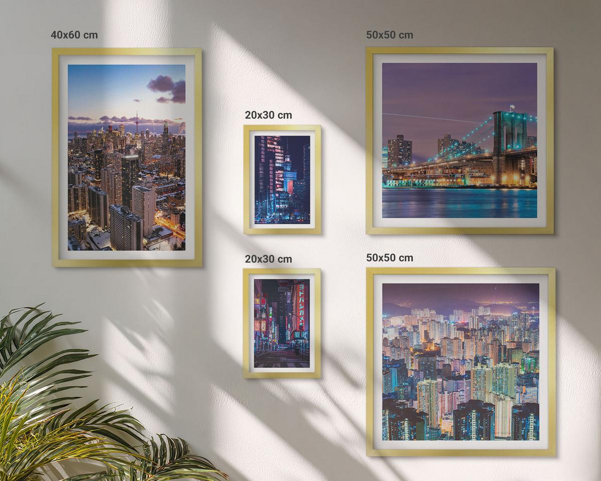 BILDER SET 5er Set - 50x50 cm & 20x30 cm & 40x60 cm Goldrahmen - Bergblumen Himmelsweg - Goldfarben, Kunststoff (40/60cm) - TULUP