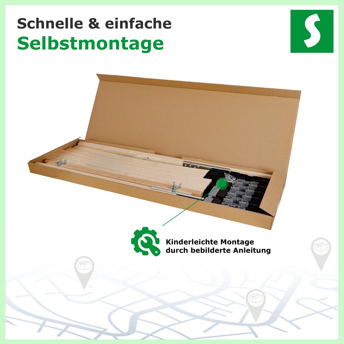 DREAMBASE Lattenrost 120x200 cm – Ergonomischer 7-Zonen - Eschefarben, Holz (120/200cm) - Schlaftroll