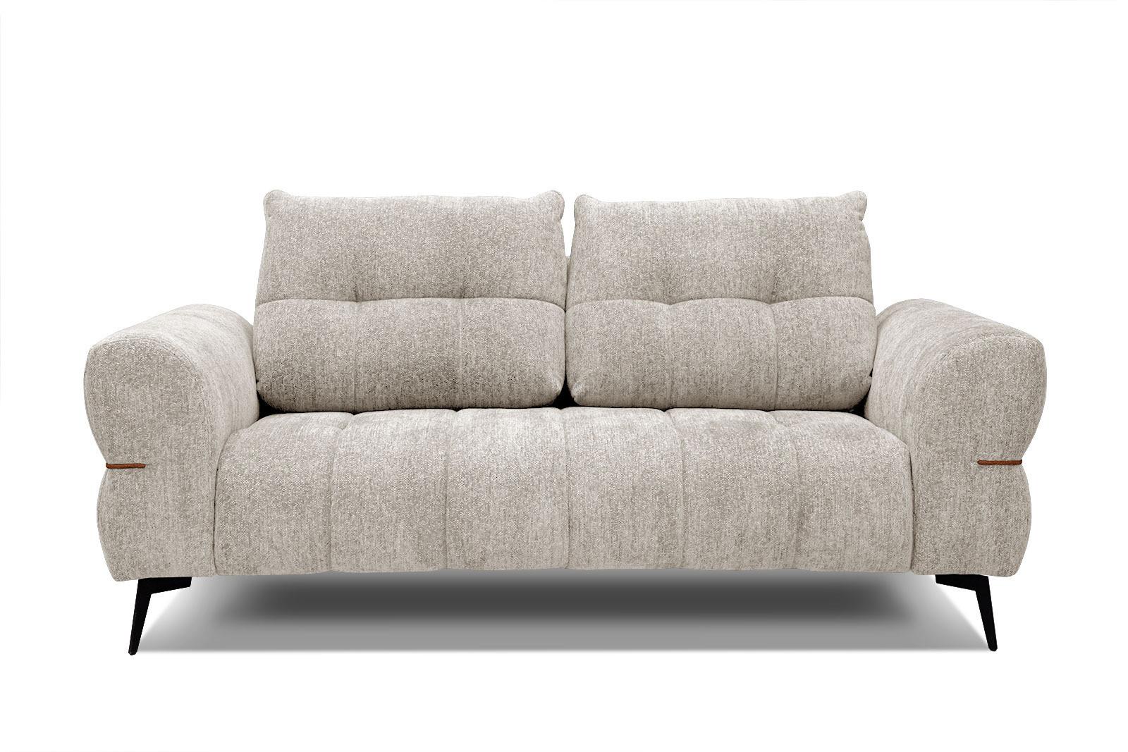 SOFA SALVINI 2,5-Sitzer, ecru - Ecru/Schwarz, Holzwerkstoff/Textil (176/88/99cm) - Wozimo