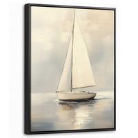 LEINWAND Bilder mit Rahmen - Segelschiff - Meer - Bewölkt - 30x40 - Creme, Textil (30/40cm) - MuchoWow