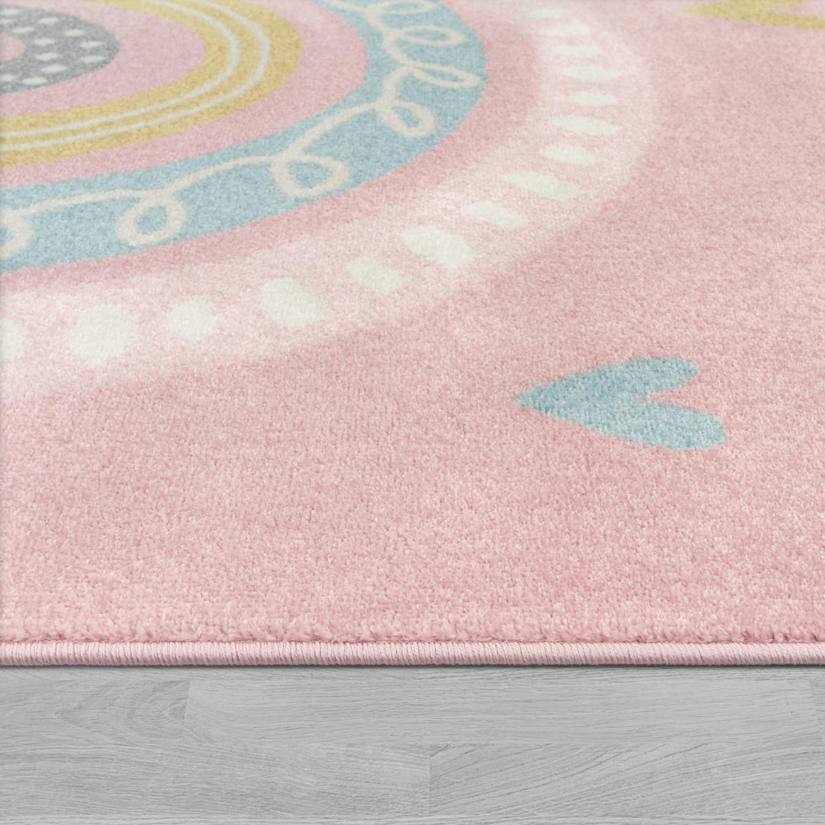 KINDERTEPPICH, mit Regenbogen-Motiv, Rosa, 133 x 190 cm - Rosa, Textil (190/133cm) - KADIMA DESIGN