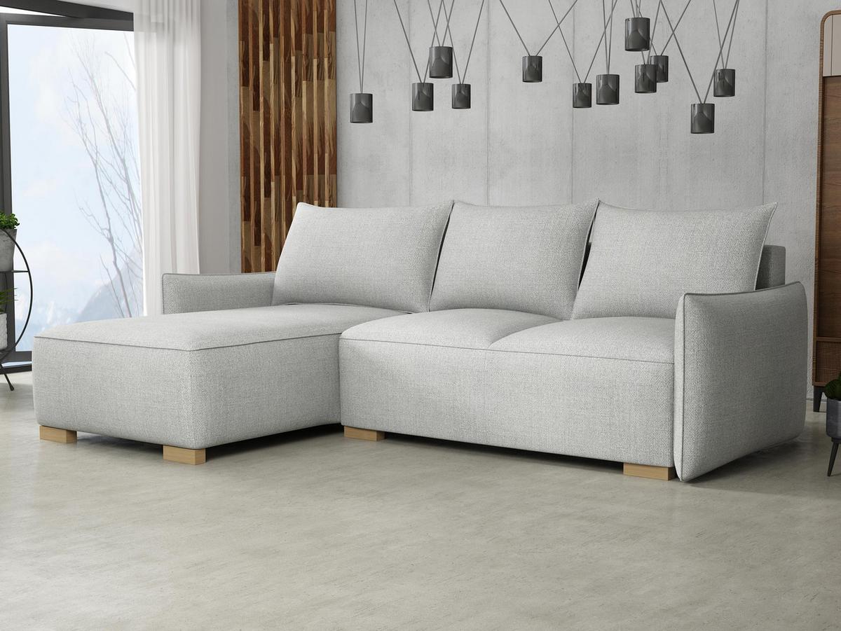 ECKSCHLAFSOFA Focus L - Hellgrau/Naturfarben, Holz/Textil (240/155cm) - MIRJAN24