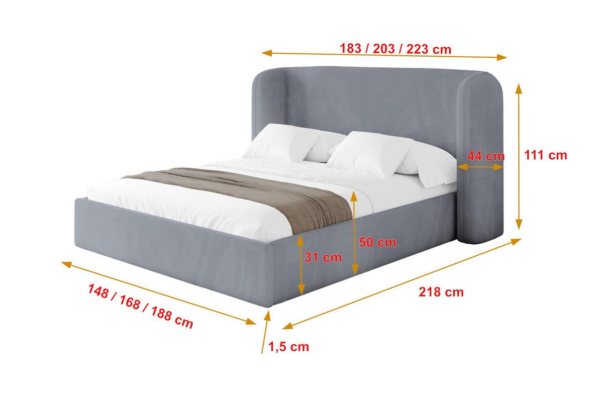 POLSTERBETT mit Bettkasten und Lattenrost, Bett mit Matratze H3/H4 - ESTI 140x200 Grau - Grau, Holzwerkstoff/Textil (140/200cm) - ALTDECOR