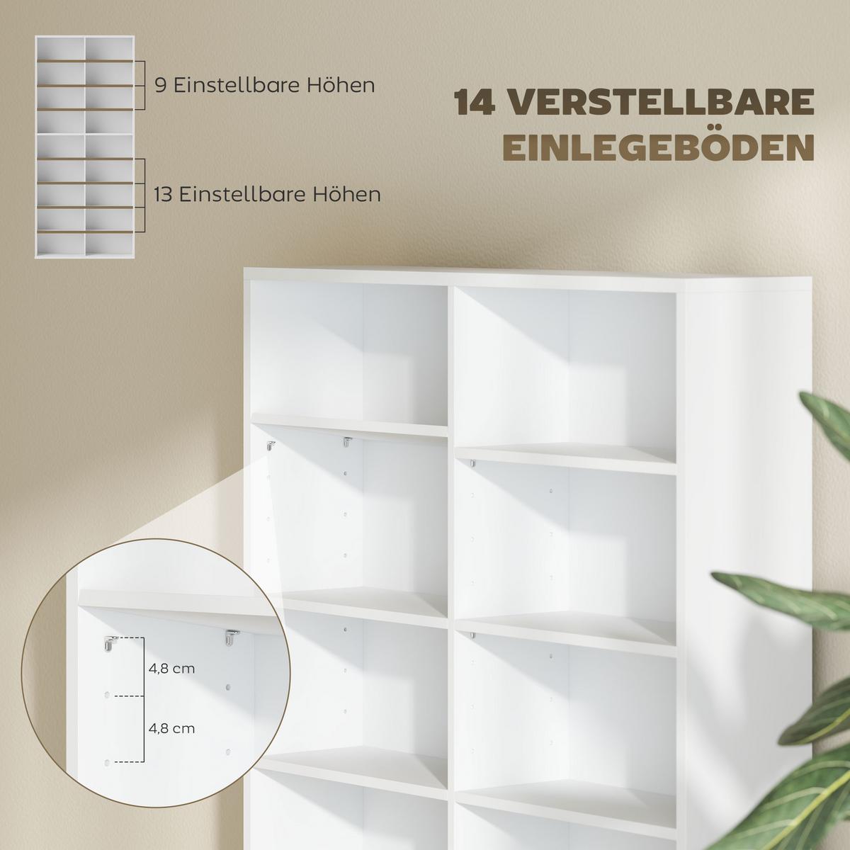 CD DVD Blueray Regal CD-Ständer mit 18 Fächern fürs Wohnzimmer Weiß - Weiß, Karton (24/175/78.5cm) - HOMCOM