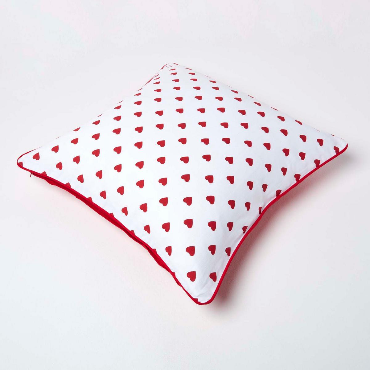 KISSENHÜLLE Herzen 60/60 cm, 100% Baumwolle - Rot, Textil (60/60cm) - Homescapes