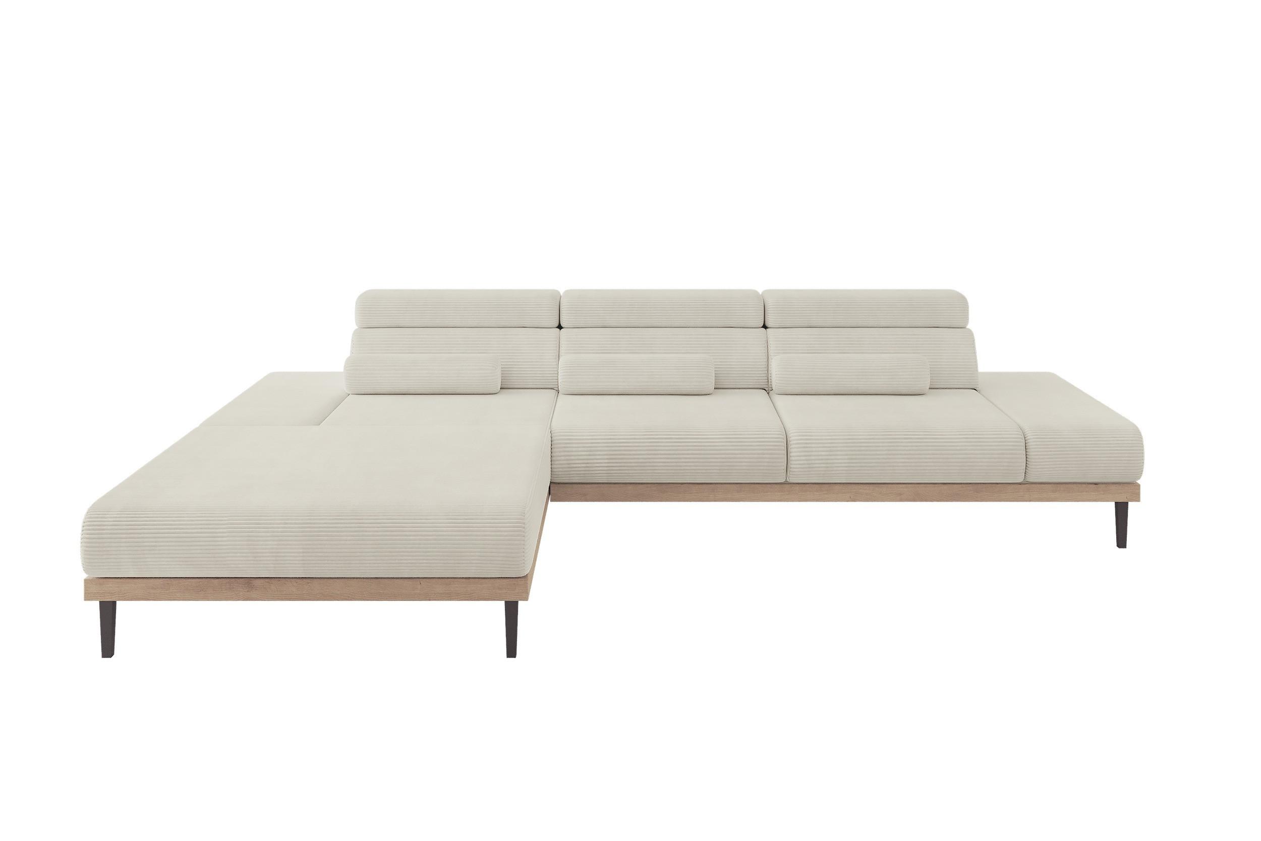 ELEKTRISCHES ECKSOFA Links MONA 316x205x85 Creme Cord - Ecru/Creme, Holzwerkstoff/Textil (316/205cm) - ALTDECOR