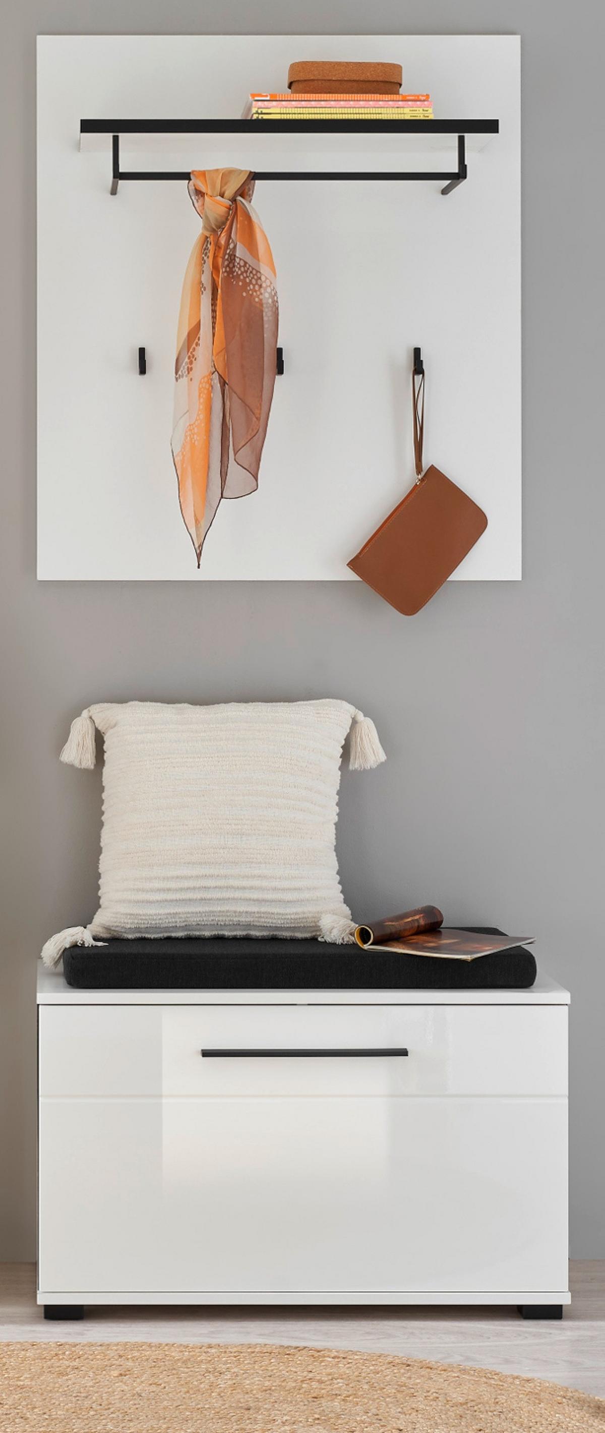 GARDEROBEN-SET 3-teilig weiß Hochglanz 80 cm, Kombination mit Stauraum - Dunkelgrau/Weiß Hochglanz, Holzwerkstoff/Kunststoff (80/200/40cm) - Furn.Design