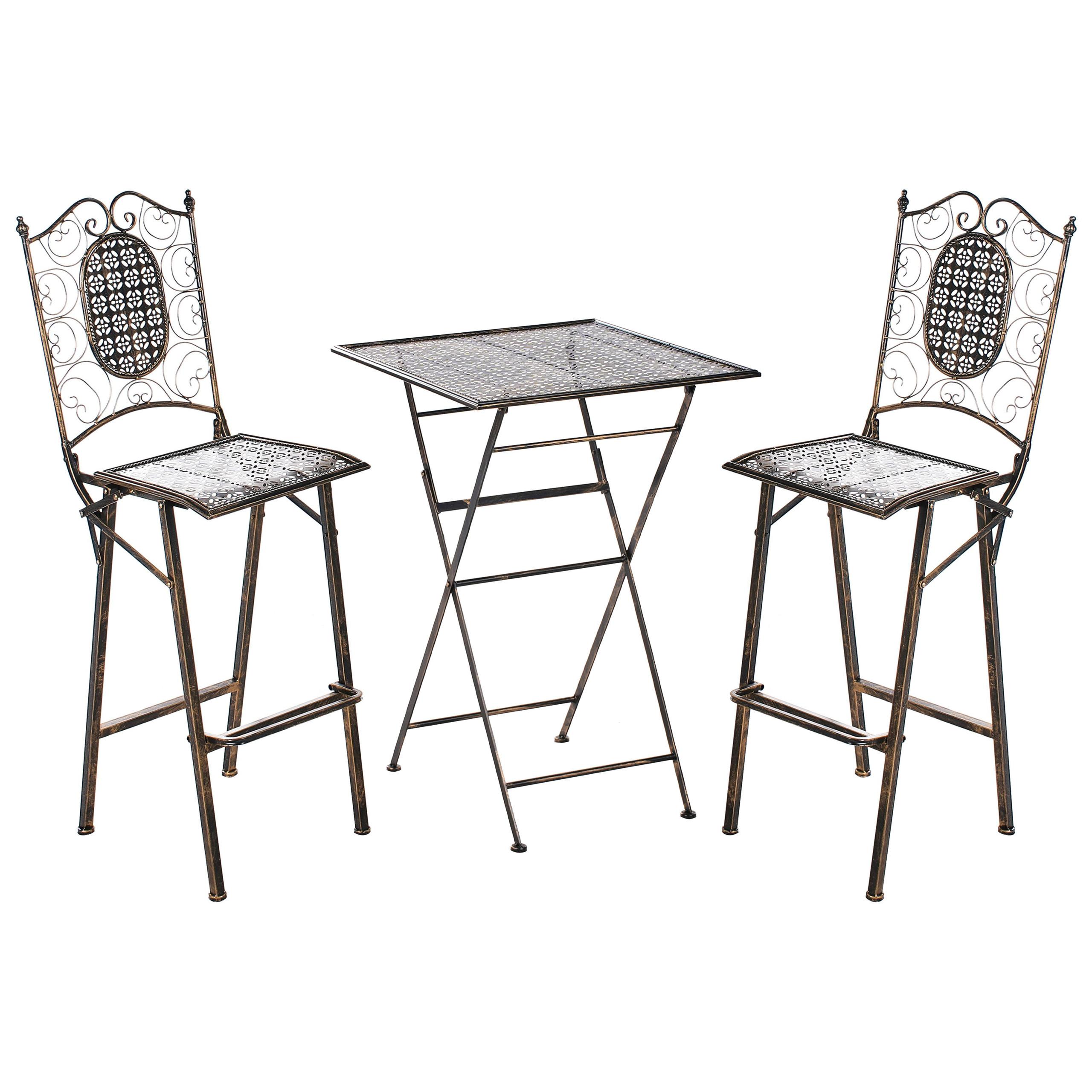 GARTENBAR Set klappbar Metall Schwarz Bormio - Goldfarben/Schwarz, Metall - Beliani
