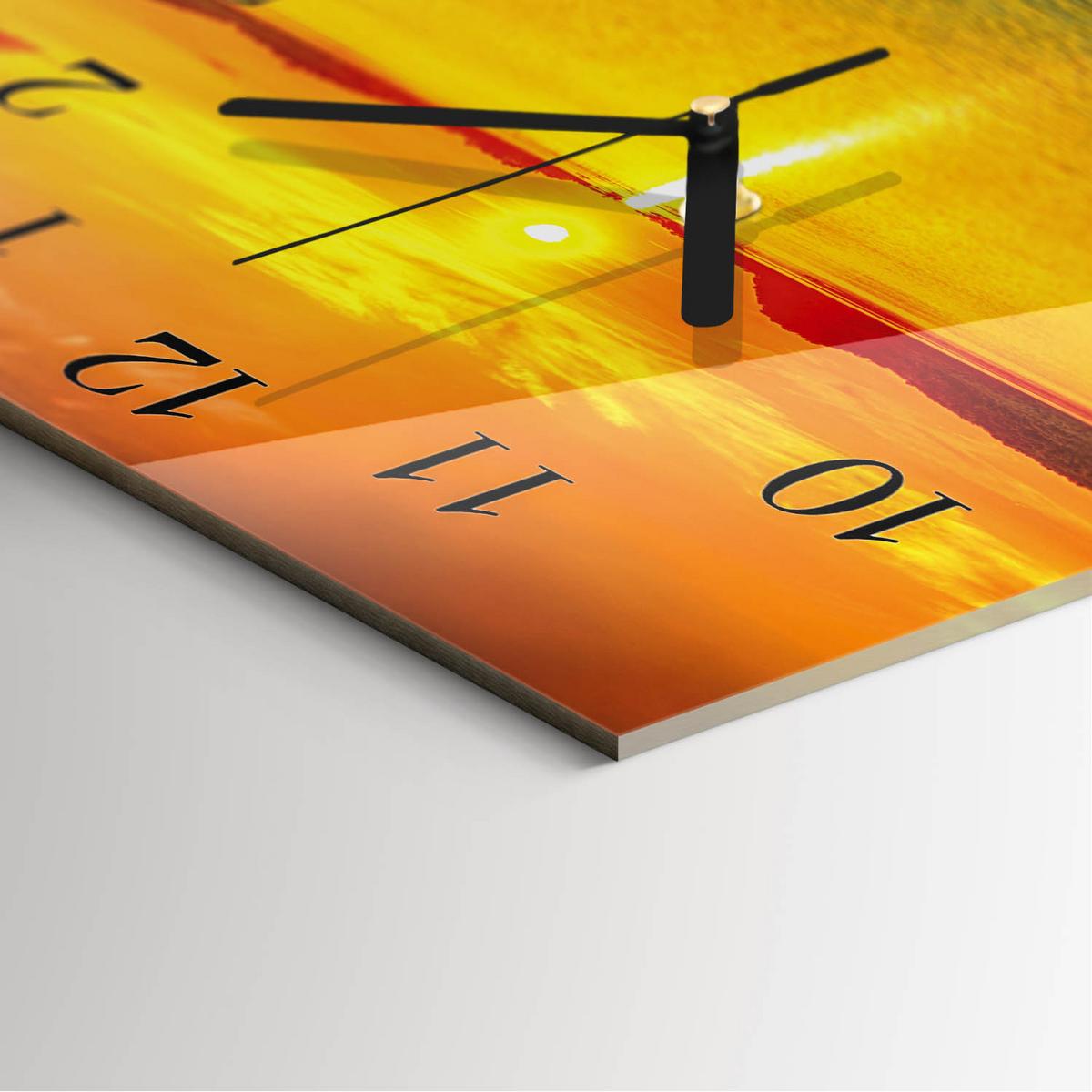 WANDUHR aus Glas 30x30 cm - Sonnenuntergang - Orange, Glas (30/30/0.4cm) - TULUP