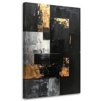 LEINWANDBILD, Schwarz und Gold moderne Glamour Abstrakt - Schwarz, Textil (80/120cm) - Feeby