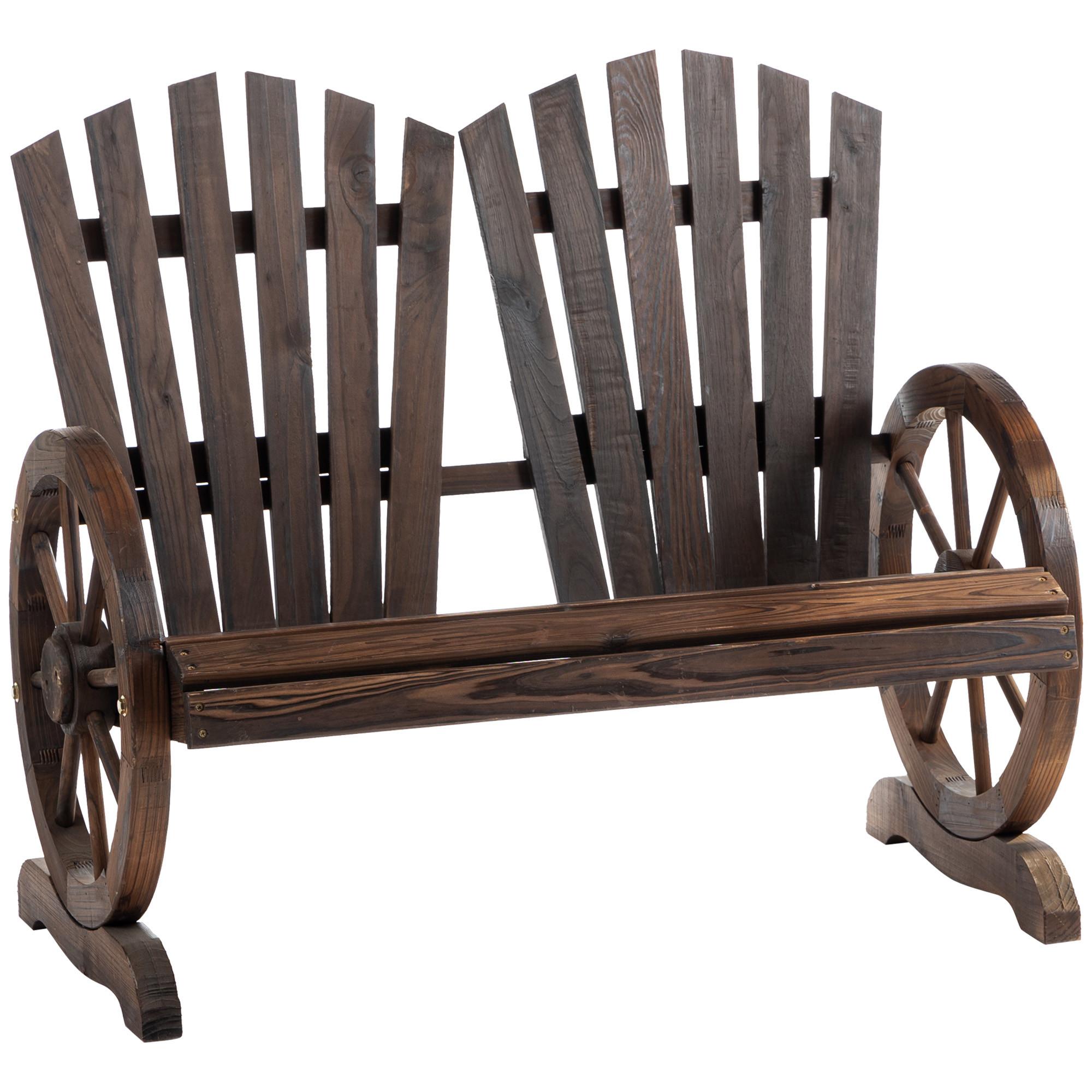 GARTENBANK mit Armlehne Sitzbank Gartenmöbel Massivholz Dunkelbraun - Dunkelbraun, Holz (66/95/108cm) - Outsunny