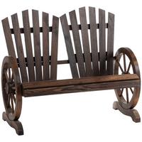 GARTENBANK mit Armlehne Sitzbank Gartenmöbel Massivholz Dunkelbraun - Dunkelbraun, Holz (66/95/108cm) - Outsunny