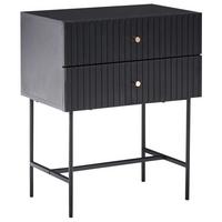 NACHTTISCH mit 2 Schubladen Schwarz/Gold Coventry - Schwarz, Holzwerkstoff (32/48/59cm) - Beliani