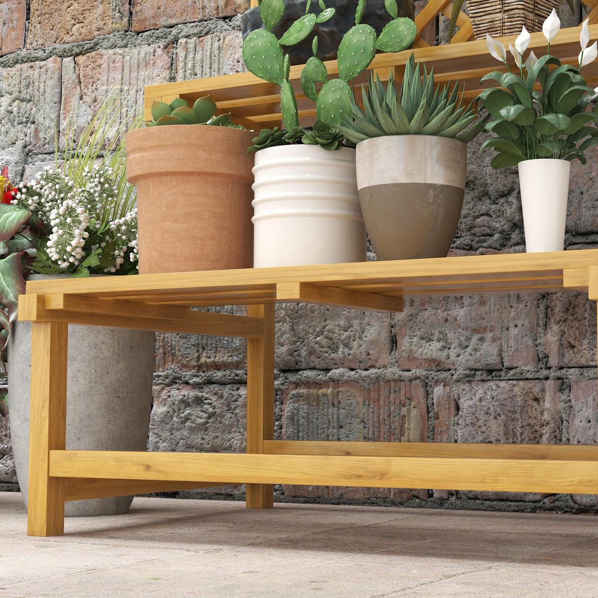PFLANZENTREPPE Tannenholz Gelb - Gelb, Holz (50/166/75cm) - Outsunny