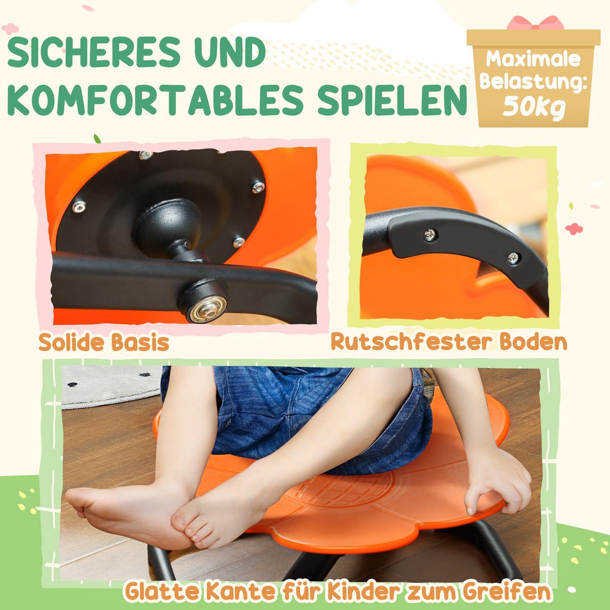 KINDERSTUHL Drehstuhl Sensorischer Balance Sitz - Schwarz/Orange, Kunststoff (55/26/55cm) - AIYAPLAY