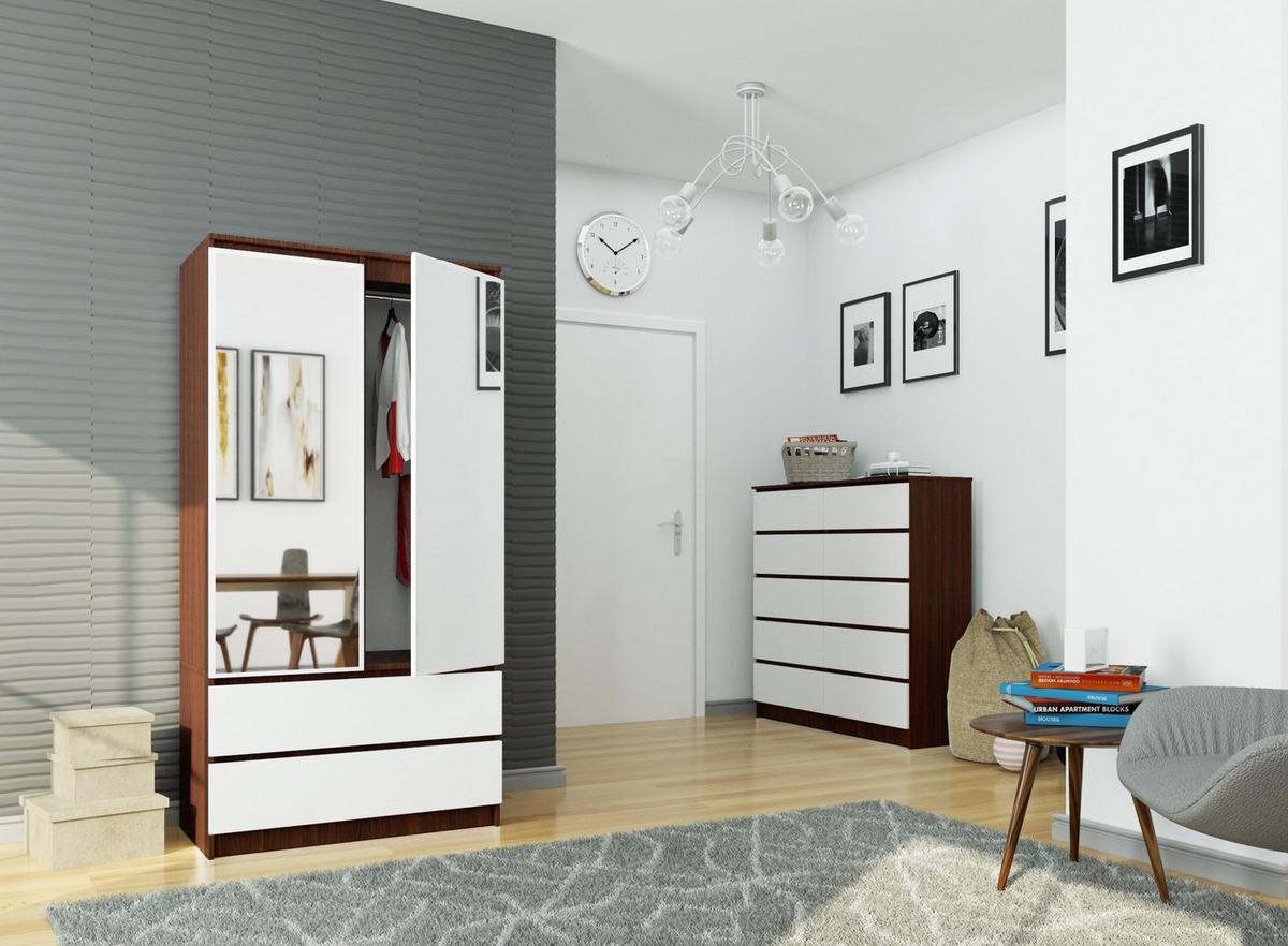 KLEIDERSCHRANK Dunkelbraun, Weiß 180/90/51 - Dunkelbraun/Weiß, Holzwerkstoff (90/180/51cm) - RAUMHIRSCH FURNITURE