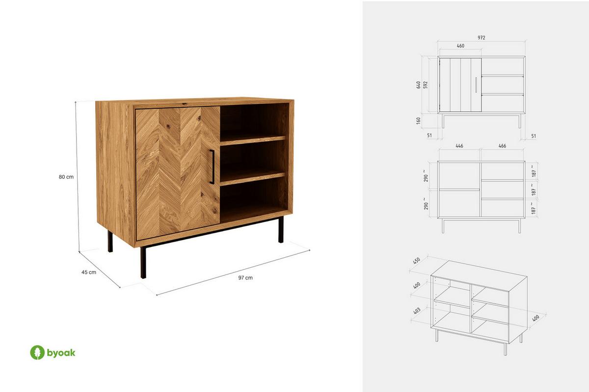 KOMMODE LEON Wildeiche - Wildeiche, Holz (97/80/45cm) - byoak