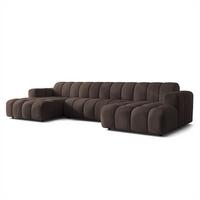 WOHNLANDSCHAFT AENIS Braun Strukturstoff - Braun, Holz (398/85/165cm) - MASSENO