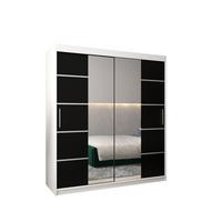 SCHWEBETÜRENSCHRANK 200/180/62 2-türig - Silberfarben/Schwarz, Holz/Kunststoff (180/200/62cm) - MÖBEL KRYSPOL