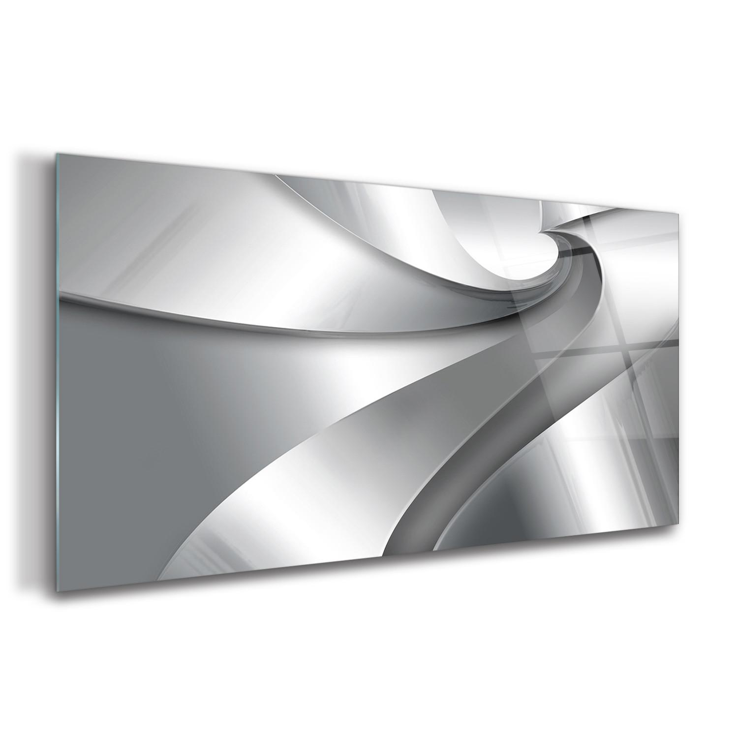 GLASBILD 140x70 cm Moderne Kunst - Silberfarben, Glas (140/70cm) - TULUP