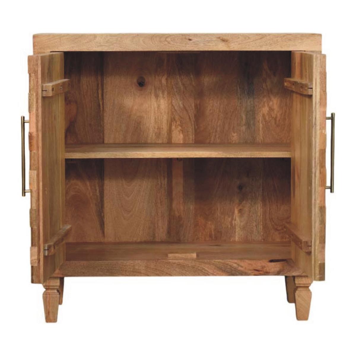 SCHRANK Marbella, 2 Türen und 2 Regale, Hellbraun - Beige/Messingfarben, Holz/Metall (85/86/35cm) - Artisan Furniture