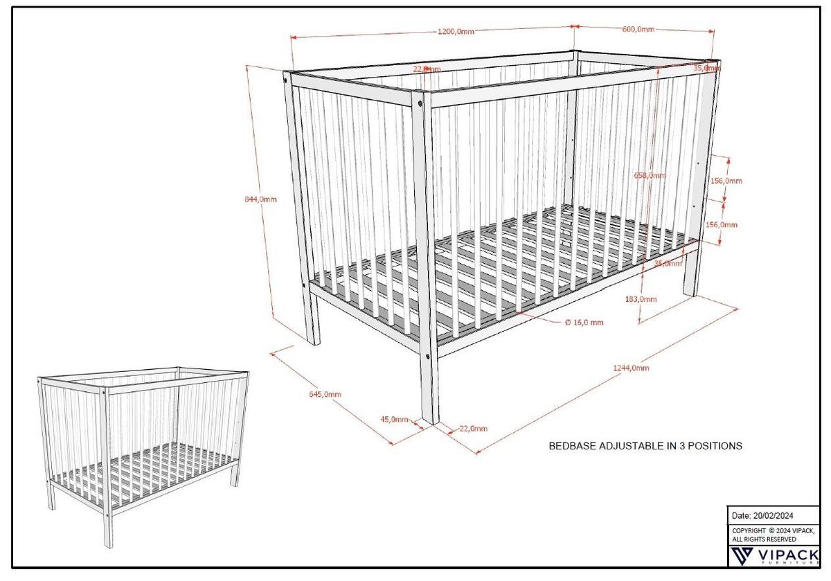 BABYBETT Kara-lynn 124x84x65 aus Massivholz in Buche Natur - Buchefarben, Holz (60/120cm) - 58aufmkessel
