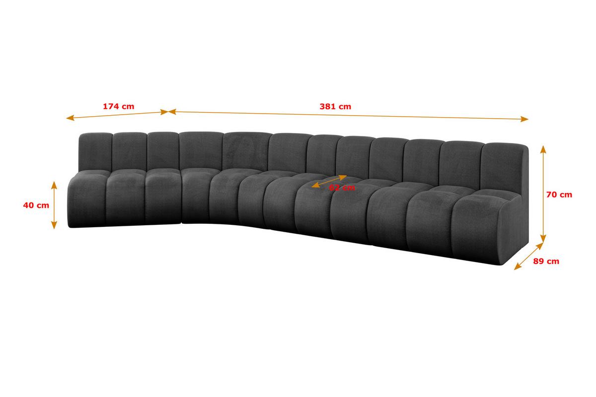 ECKSOFA modulares Sofa Montra-L2 - 381x174x70 cm Schwarz - Schwarz, Holzwerkstoff/Textil (381/174cm) - ALTDECOR