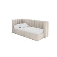 EINZELLBETT Jugendbett mit Bettkasten und Matratze H3/H4, Rechts - HUGY 100x200 Beige - Ecru, Holzwerkstoff/Textil (100/200cm) - ALTDECOR