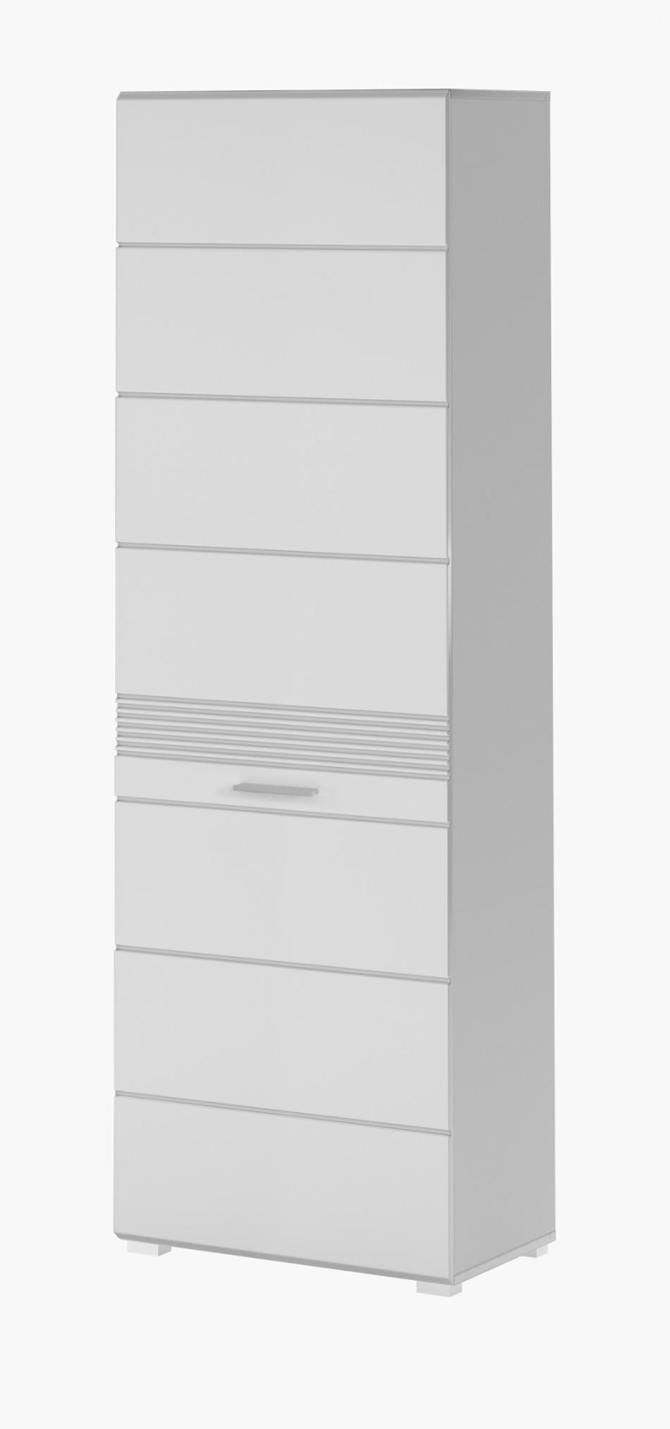 SCHUHSCHRANK weiß Hochglanz 55 cm, Garderobenschrank mit 6 Fächern - Weiß Hochglanz/Silberfarben, Holzwerkstoff/Kunststoff (55/190/37cm) - Inn.Furn