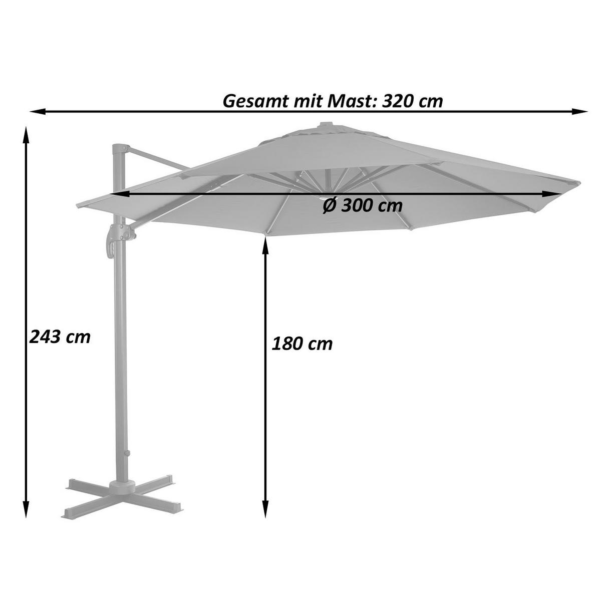 AMPELSCHIRM I RUND Cremeweiß 300/300 cm - Weiß, Textil (320/300cm) - MCW