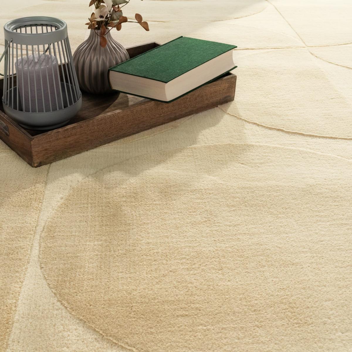 KURZFLORTEPPICH, mit Struktur, aus Polyester, Florhöhe 10 mm, Beige, 160 x 220 cm - Beige, Textil (160/220cm) - KADIMA DESIGN