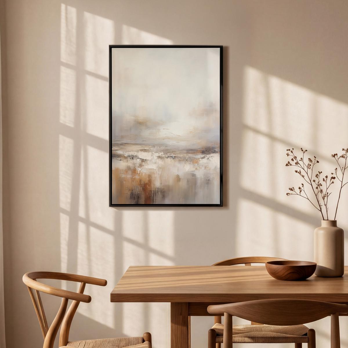 LEINWAND Bilder mit Rahmen - Kunst - Industriell - Grau - Braun - Abstrakt - 60x90 - Sandfarben, Textil (60/90cm) - MuchoWow