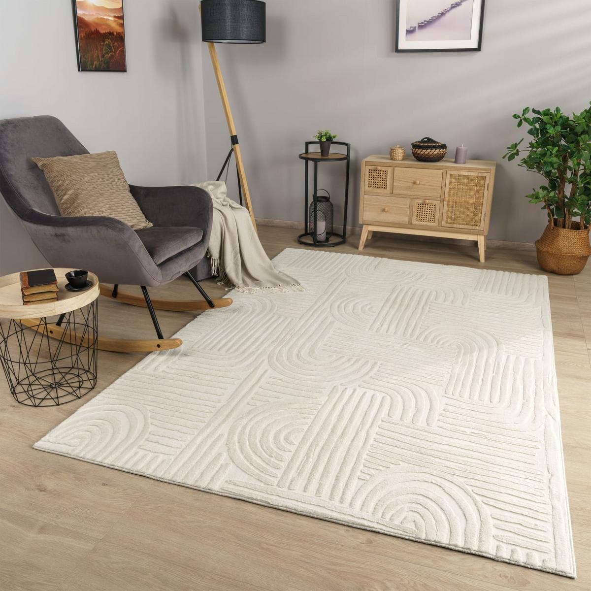 FLACHWEBETEPPICH Boho Creme 120 x 160 cm - Creme, Kunststoff (120/160cm) - TT Home