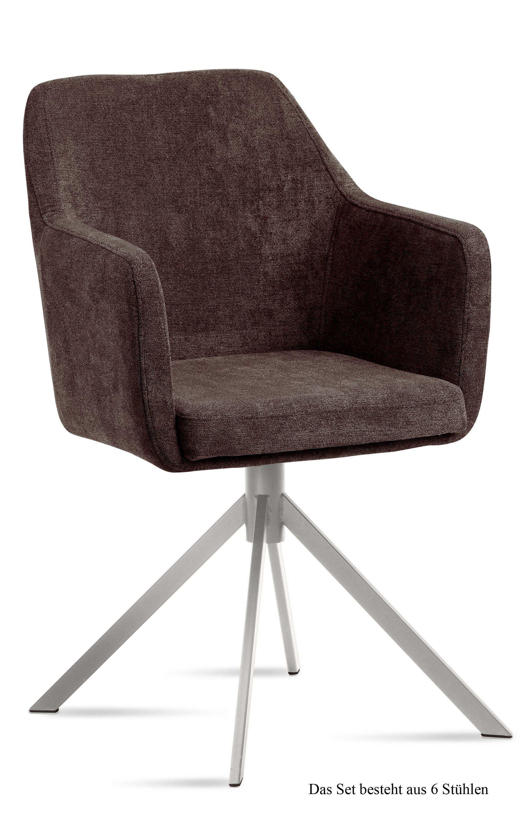 ARMLEHNSTUHL (6er-Set) Dorrie 57x87x60 Edelstahl/Braun - Edelstahlfarben/Braun, Kunststoff (60/87/57cm) - 58aufmkessel