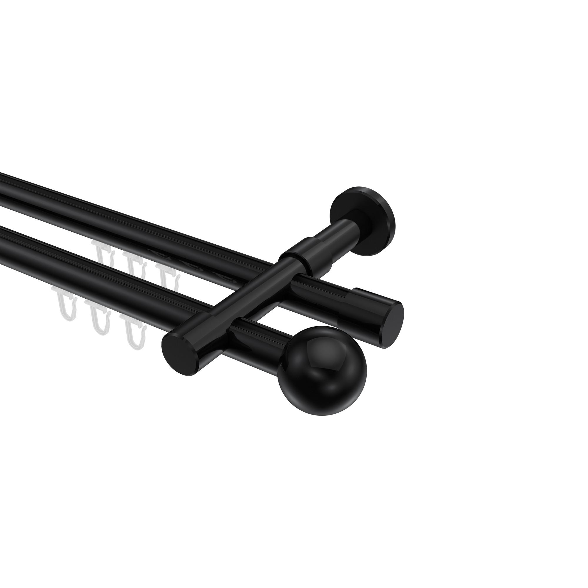 GARDINENSTANGE INNENLAUF Prestige Luino 180 cm, 2-läufig, 20 mm Ø Schwarz - Schwarz, Metall (180cm) - INTERDECO
