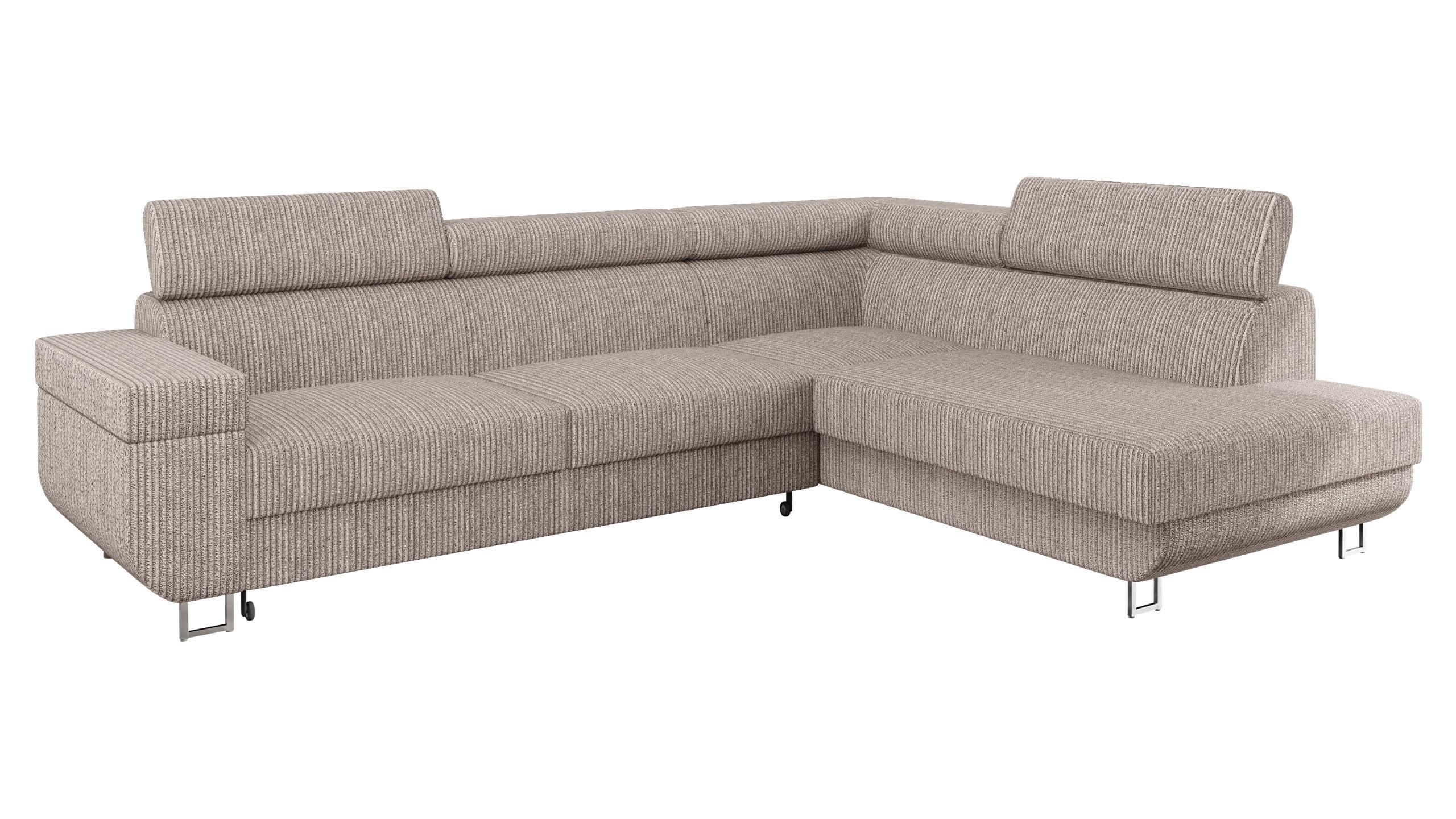 ECKSOFA Fonti Cord, Seite: Rechts - Naturfarben, Holz/Textil (253/188cm) - MIRJAN24