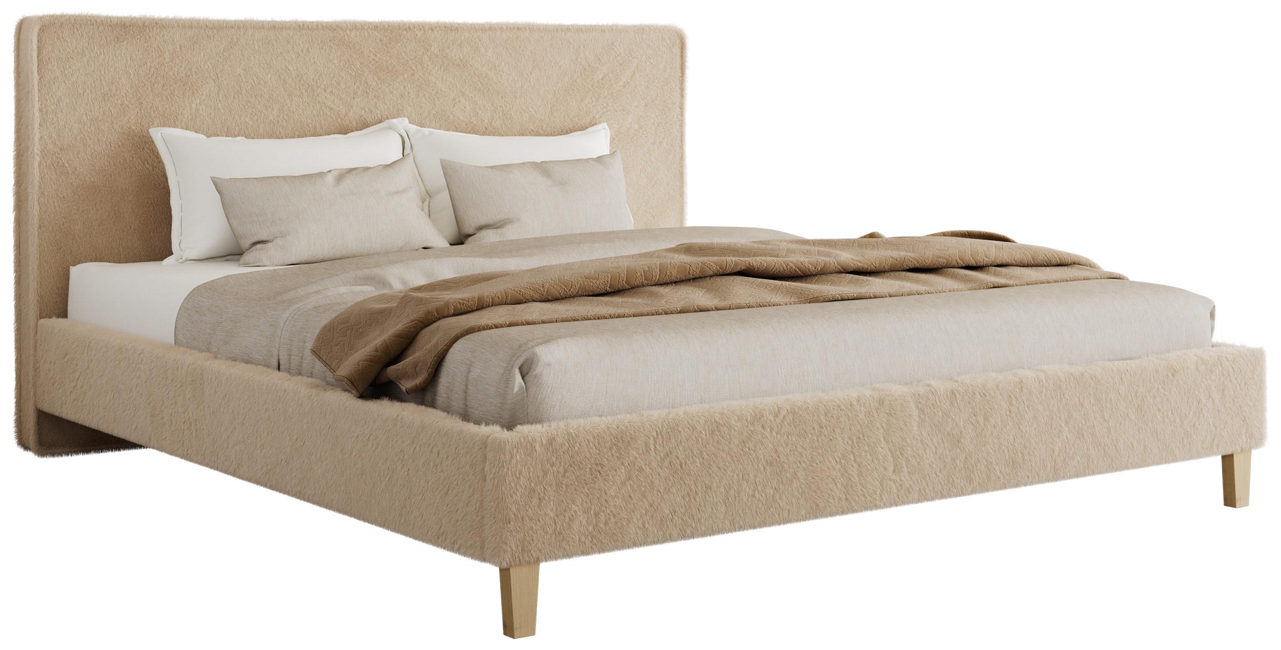 POLSTERBETT LUMARO CLASSIC 140/200 - Beige Plüsch - Matratze Pocket - Beige/Kernbuche, Holz/Textil (140/200cm) - MKS