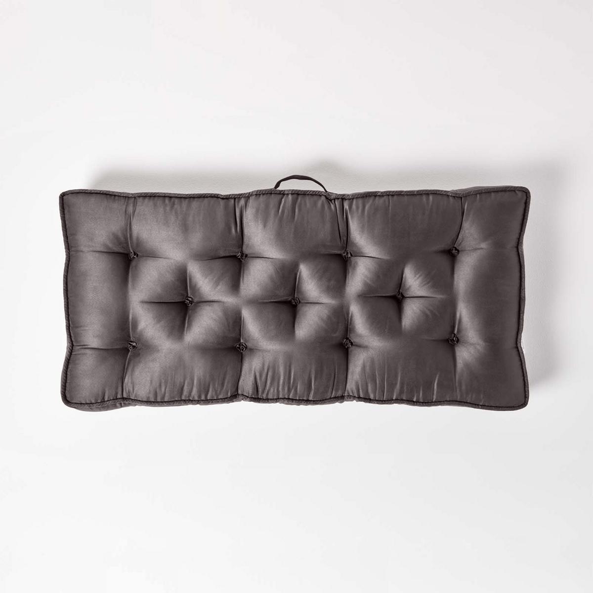SITZAUFLAGE grau 100/48/10 cm – Sofa-Sitzkissen, Velours - Grau, Textil (48/100/10cm) - Homescapes