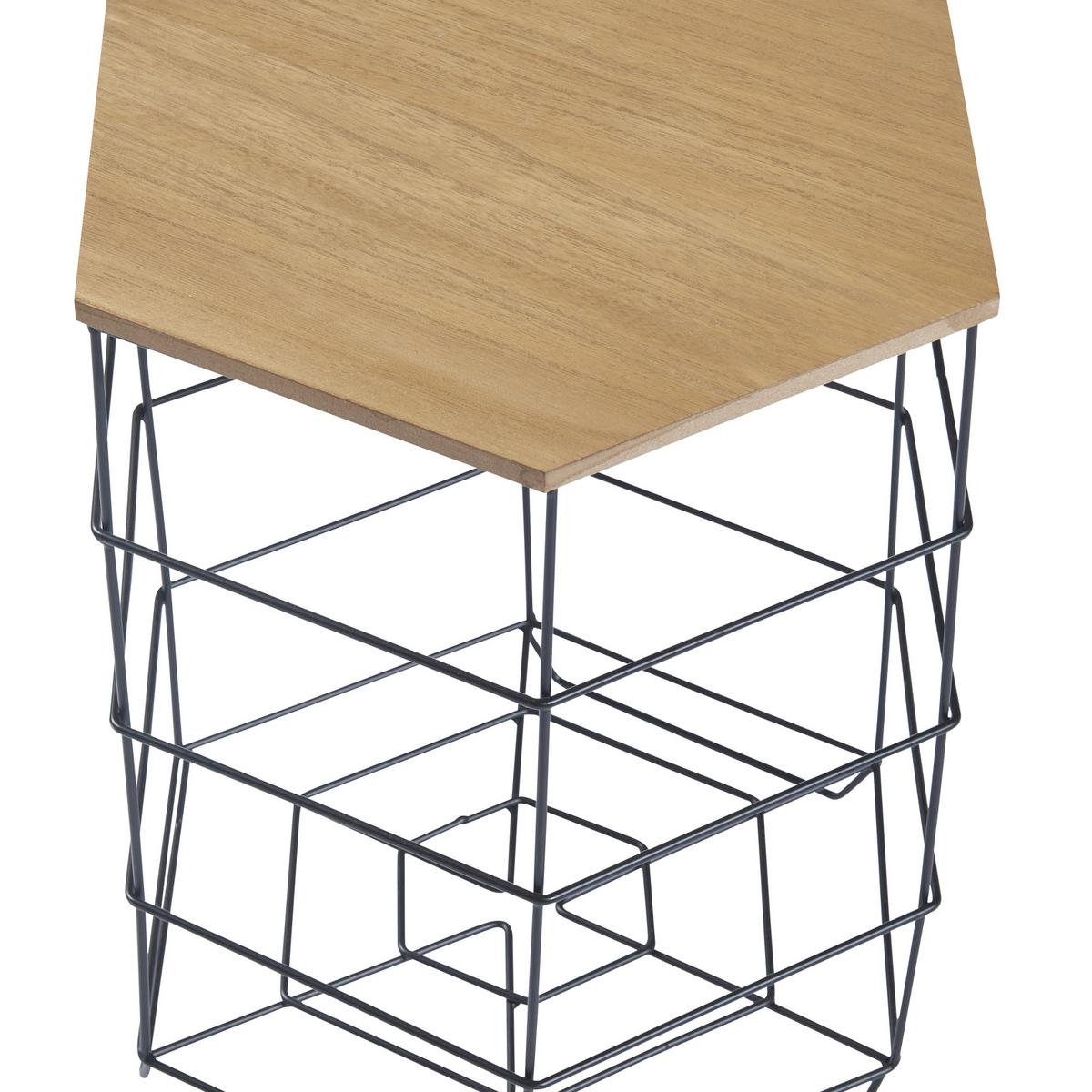 BEISTELLTISCH-SET 2 TLG. Hørsholm - Schwarz/Braun, Holzwerkstoff/Metall (41.5/41.5/51cm) - [en.casa]