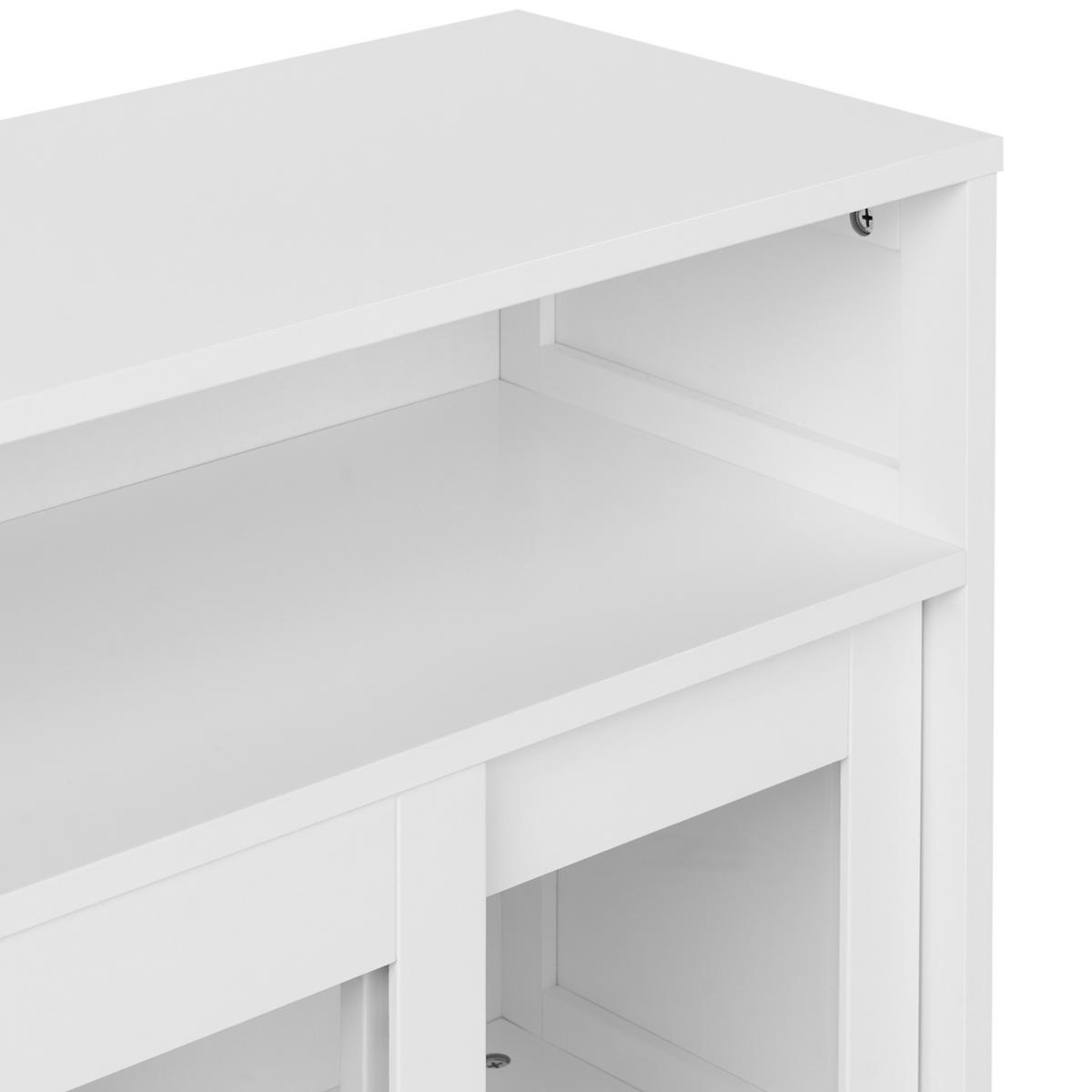 SIDEBOARD mit Glastüren 86 cm Weiß Crabtree - Weiß, Holzwerkstoff (86/86/32cm) - Beliani