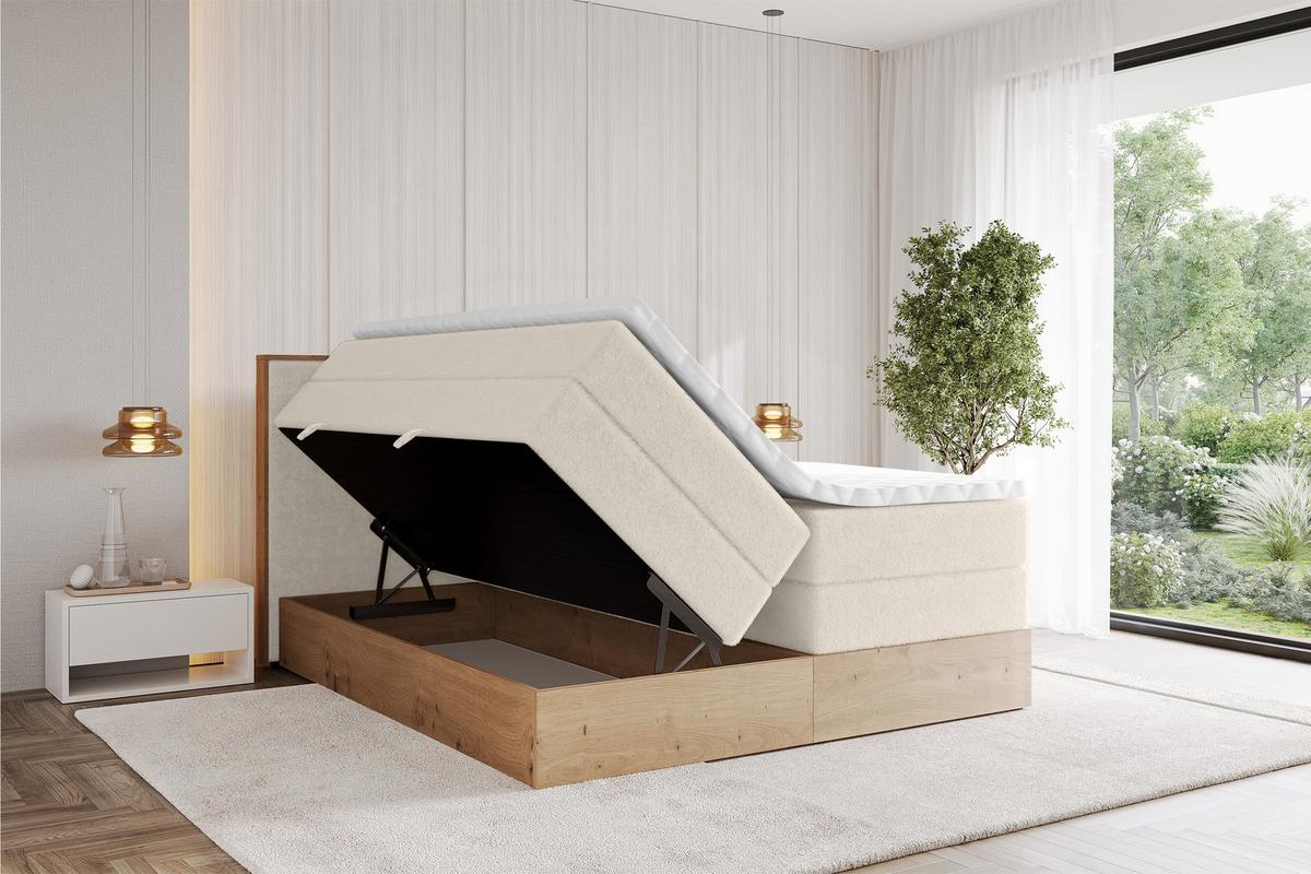 BOXSPRINGBETT LOLLI9 -KING 120x200 - H3/H4 Hellbeige - Sandfarben, Holzwerkstoff (120/200cm) - ALTDECOR