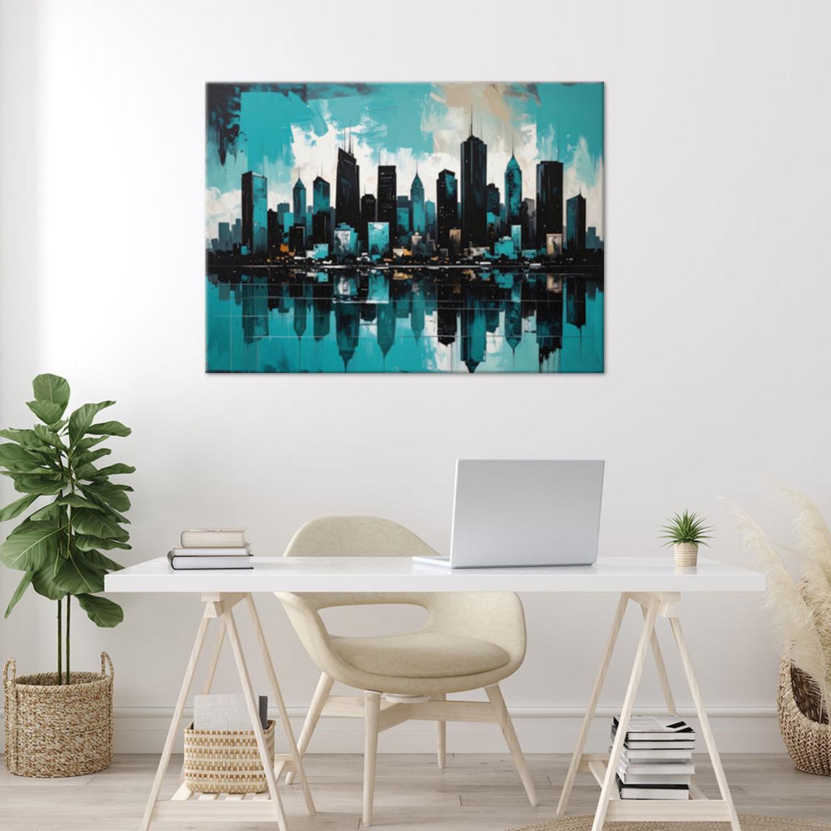 LEINWANDBILD Städte & Architektur 45x30cm - Türkis, Textil (45/30cm) - Feeby