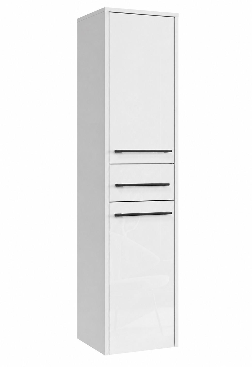 BADEZIMMERSCHRANK Florence mit 2 Türen Weiß Hochglanz - 30 x 35 x 130 cm - Weiß, Holz (30/130/35cm) - Badplaats