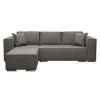 ECKSOFA L Form Vinoria Grau 255/180/82 cm Links mit Schlaffunktion - Chromfarben/Grau, Textil/Metall (180/255cm) - AX Living