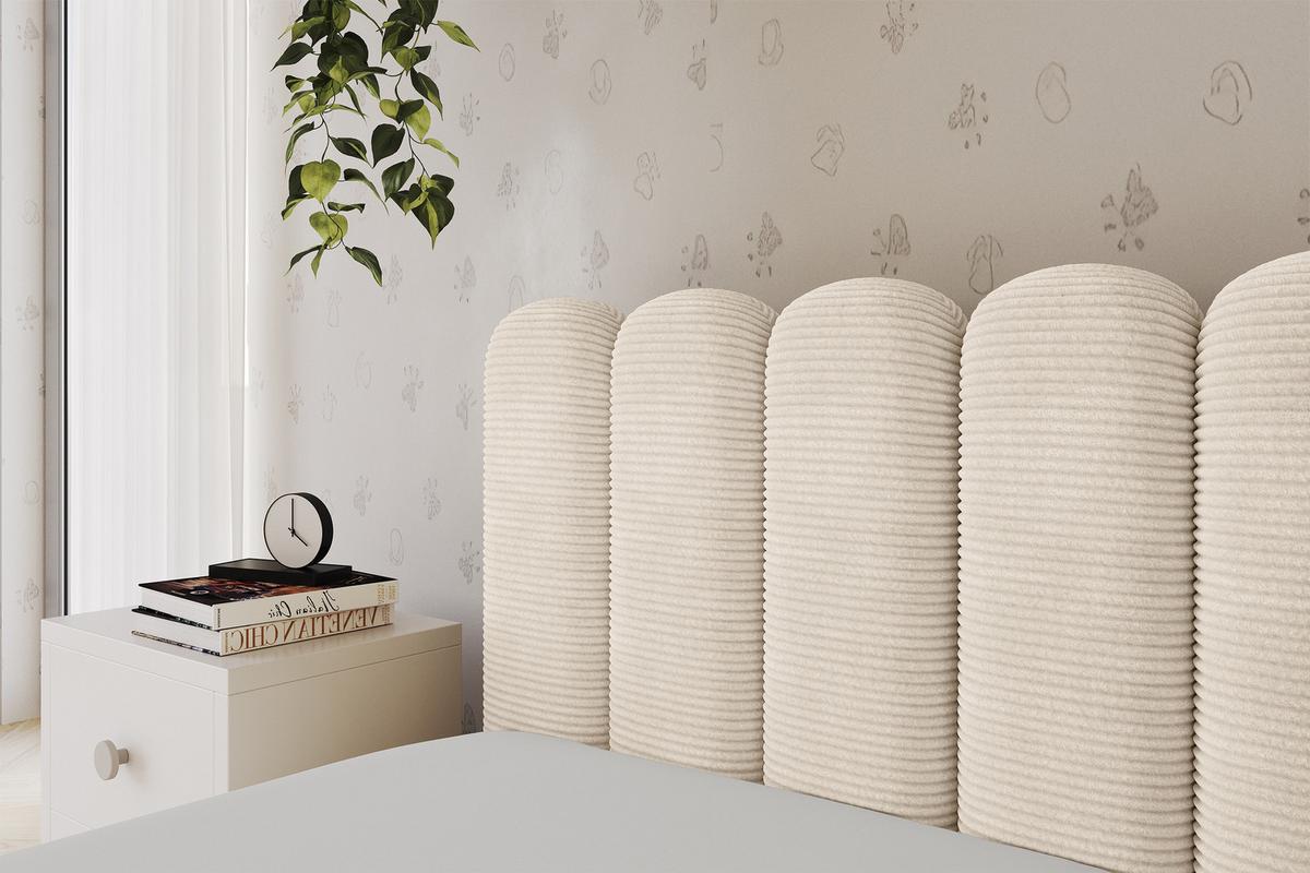 EINZELLBETT Jugendbett mit Bettkasten und Matratze H3/H4, Rechts - HUGY 100x200 Beige - Creme, Holzwerkstoff/Textil (100/200cm) - ALTDECOR