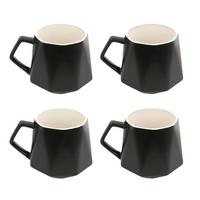 TEETASSE in Feinschliff Optik 350 ml (4-tlg.) - Schwarz, Keramik (0.35L) - Intirilife