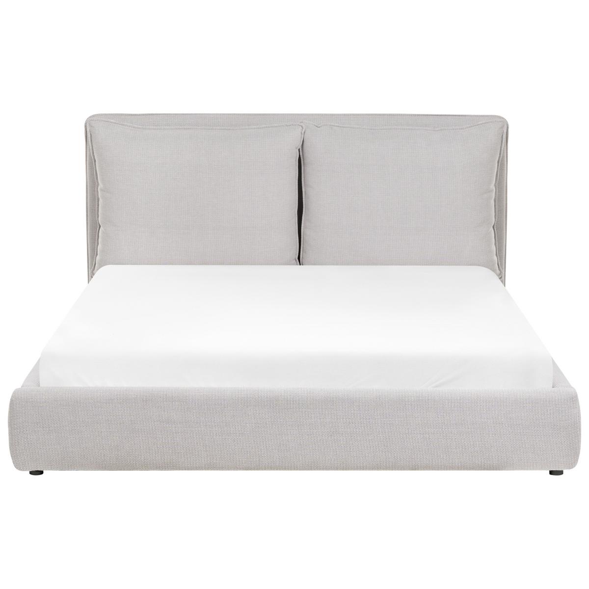 BETT mit Lattenrost 160/200 cm Stoff Hellgrau Bajonna - Hellgrau, Textil (160/200cm) - Beliani
